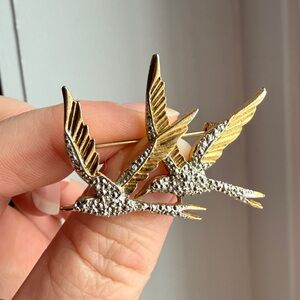 Vintage Michele Lynn Birds in Flight Two Flying Swallows